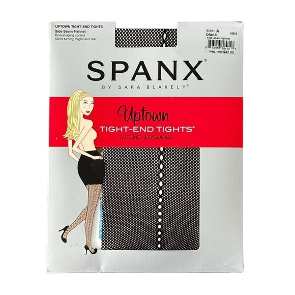 NEW SPANX Uptown Tight-End Tights Side Seam Fishnet Body Shaping Control Size A - Picture 1 of 3